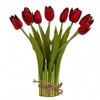 Декоративный букет тюльпанов, красный, 29 см