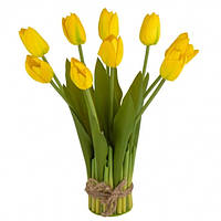 Декоративний букет тюльпанів, жовтий, 29 см