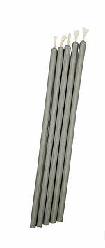 16 шт Воскова свічка колір срібло 14 см. Код/Артикул