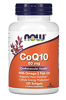 CoQ10 with Omega-3 Fish Oil 60 мг - 120 капсул - NOW Foods (Коэнзим Q10 с рыбьим жиром с омега-3 Нау Фудс)