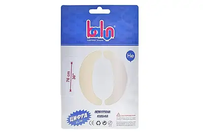 Balun 30"/76 см  Цифра 0 Айвори сатин. Фольговані кульки цифри