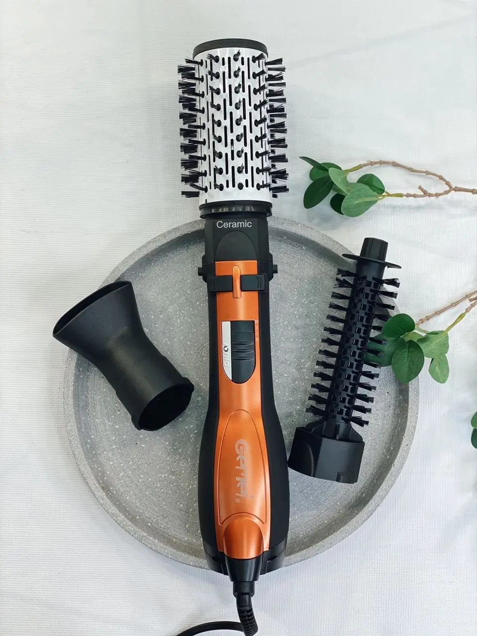 Фен щітка, що обертається, з насадками GEMEI GM-4828 гребінець браш з обертанням повітряний стайлер для волосся, фото 1