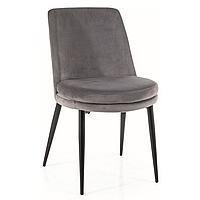 Бархатный серый стул Интарсио AVA с мягкой обивкой и металлическими ножками