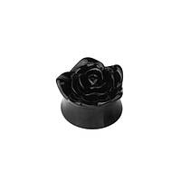 Туннель-плаг-пробка Piercing акриловая роза черного цвета 6мм VPFL01 10-7979