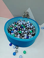 Детский бархатный сухой бассейн 110 см Maikinbaby и 250 шт шаров Голубой