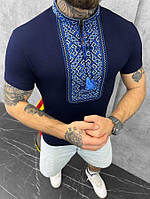 Мужская вышиванка sea ornament мужская синяя вышитая футболка