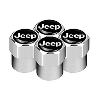 Захисні металеві ковпачки на ніпель, золотник автомобільних коліс із логотипом Jeep хром