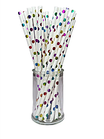 Паперові трубочки для напоїв "Кольоровий горох", 25 шт. в уп.