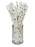 Паперові трубочки для напоїв "Золотий фламінго", 25 шт. в уп.