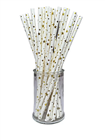 Паперові трубочки для напоїв "Золоті зірки", 25 шт. в уп.