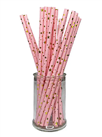 Паперові трубочки для напоїв "Зірки на рожевому", 25 шт. в уп.