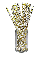 Паперові трубочки для напоїв "Золоті смужки", 25 шт. в уп.