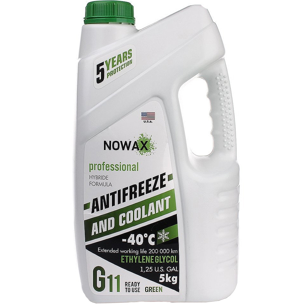 Готовий антифриз Nowax G11 зелений -40 °C, 5 л, фото 1