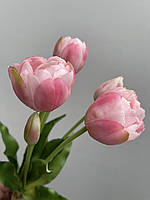 Тюльпан пионовидный искусственный латексный букет нежно розовый