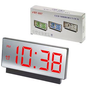 Годинник мережевий VST-897-1, червоні,температура, USB, фото 1