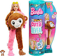 Кукла Барби сюрприз плюшевая обезьяна Barbie Cutie Reveal Jungle Series Monkey Plush Costume HKR01