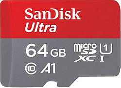 Карта пам'яті microSDXC (UHS-1) SanDisk Ultra 64Gb class 10 A1 (140Mb/s) (adapter SD) Imaging Packaging