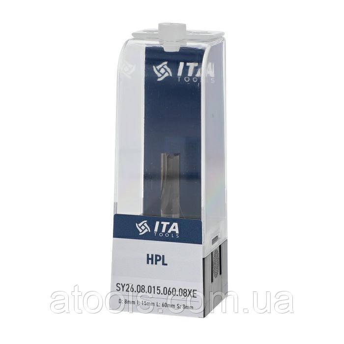 Фреза пазова пряма Ita Tools D8 d8 h15 L60 для HPL, пластику, алюмінію (SY26.08.015.060.08XE)