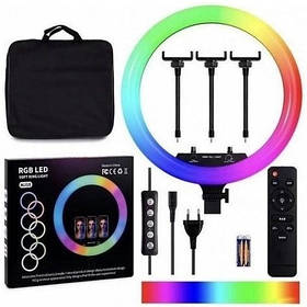 Кільцева RGB LED-лампа в чохлі 45 см 220 V 3 кріплення + пульт MJ18