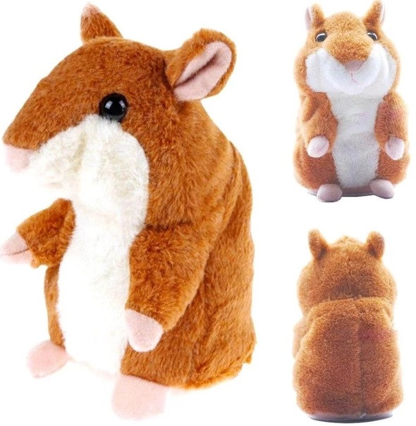 Хом'як повторюшка дитяча інтерактивна м'яка іграшка повторюша