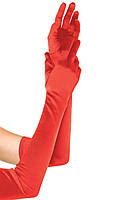 Длинные перчатки Leg Avenue Extra Long Satin Gloves red +Презент