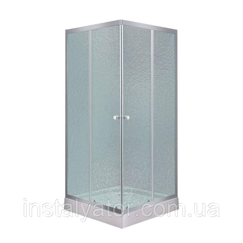 Lidz Wawel SC80x80.SAT.LOW.FR Душова кабіна квадратна, скло Frost 4 мм + Lidz Душовий піддон KAPIELKA