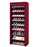 Складной, тканевый шкаф для обуви с чехлом на 9 полок. HMD 158X58X30 Коричневый 1Q 104-10228524