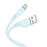Кабель HOCO X97 Crystal color silicone charging data cable Micro light blue, фото 3