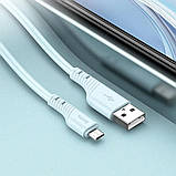 Кабель HOCO X97 Crystal color silicone charging data cable Micro light blue, фото 5
