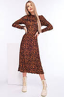 Платье женское коричневого цвета с леопардовым принтом 171350M