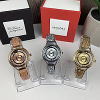 Модний жіночий наручний годинник Pandora Гірський кришталь , годинник-браслет із камінчиками Пандора