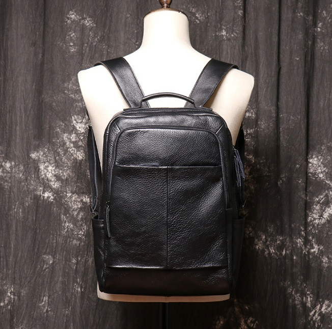 Мужской городской рюкзак из натуральной кожи, качественный повседневный кожаный ранец портфель для мужчин "Kg" - фото 2 - id-p2072377936