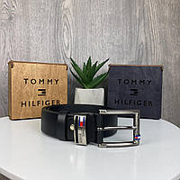 Мужской поясной ремень широкий Tommy Hilfiger, пояс кожаный Томми Хилфигер качественная топ продаж "Ts"