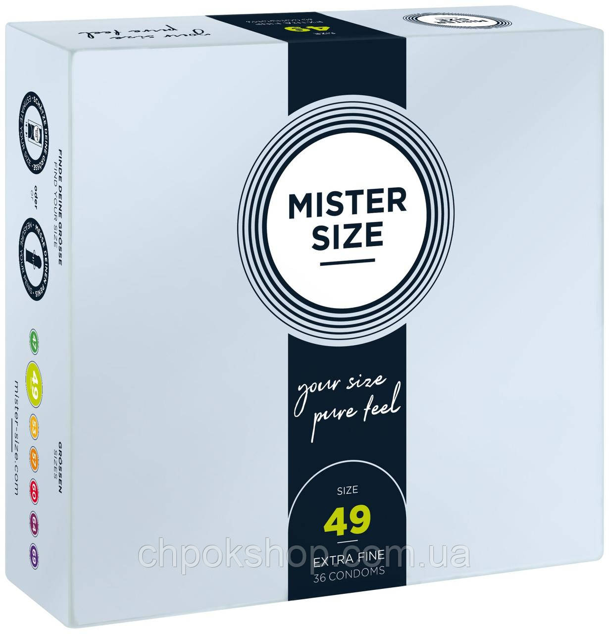 Презервативи Mister Size — pure feel — 49 (36 condoms), товщина 0,05 мм