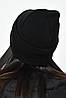 Шапка жіноча на флісі з відворотом чорного кольору 170480P, фото 3