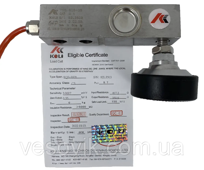 Тензодатчик Keli SQB-SS 2t (неіржавка сталь, якість OAP, IP68) 2000 кг, фото 1
