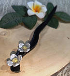 Шпилька — дерев'яна шпилька з білою квіткою від студії LadyStyle.Biz, фото 3