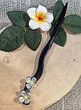 Шпилька — дерев'яна шпилька з білою квіткою від студії LadyStyle.Biz, фото 6