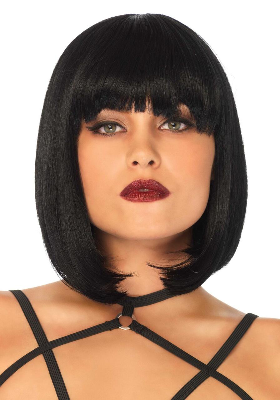 Коротка перука каре з чубчиком Leg Avenue Short natural bob wig, чорна Bomba💣, фото 1