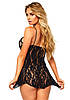 Сорочка бебі-дол Leg Avenue Rose Lace Flair Chemise Black, One Size Bomba💣, фото 2