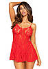 Сорочка бебі-дол Leg Avenue Rose Lace Flair Chemise Red, One Size Bomba💣, фото 4