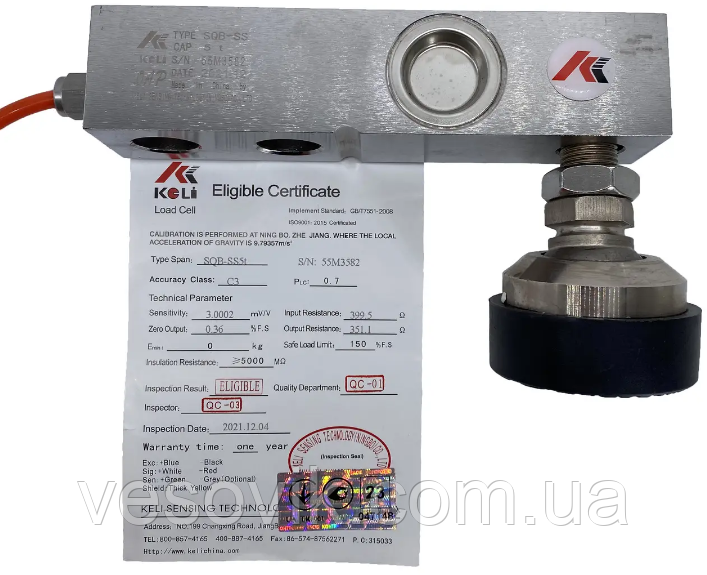Тензодатчик Keli SQB-SS 5t (неіржавка сталь, якість OAP, IP68) 5000 кг, фото 1