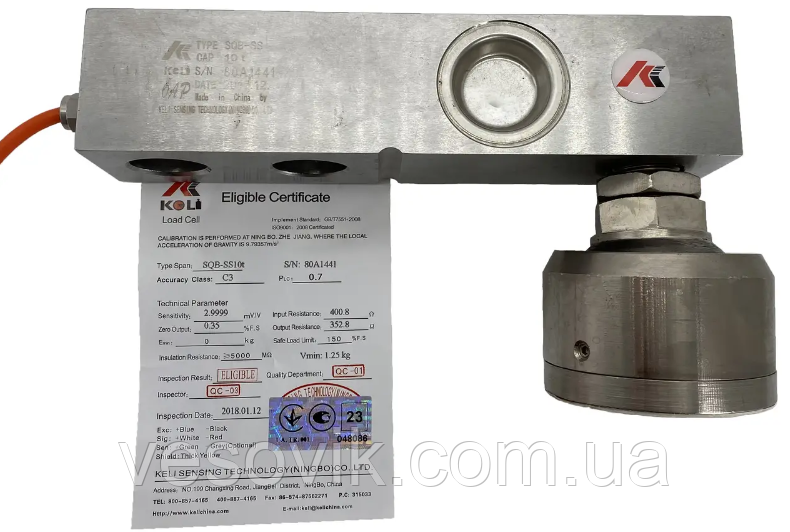 Тензодатчик Keli SQB-SS 10t (неіржавка сталь, якість OAP, IP68) 10000 кг, фото 1
