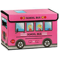 Корзина-пуфик для игрушек "Школьный автобус", розовый от IMDI