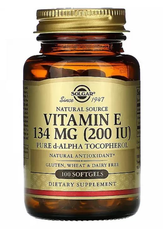 Solgar Vitamin E 200 IU 134 мг Mixed Tocopherols 100 Softgel