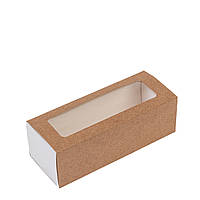 Коробка для макаронс з вікном 140х55х45 (на 5 шт), крафт