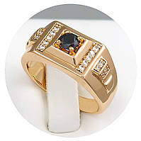 Печатка XР із чорною емаллю. Позолота ЧВ. Камені: білий циркон. Є: 18р