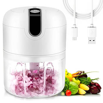 Міні подрібнювач акумуляторний для продуктів 250мл, MAG-658, Білий / Кухонний міні чоппер для овочів