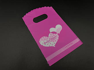 Подарункові поліетиленові пакети 9х15см "Sweet Heart.". Колір розовий.
