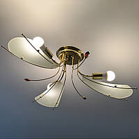 Квіткова люстра стельова на три лампи Е27,  золото, артикул MD-11369-3-FG-BN